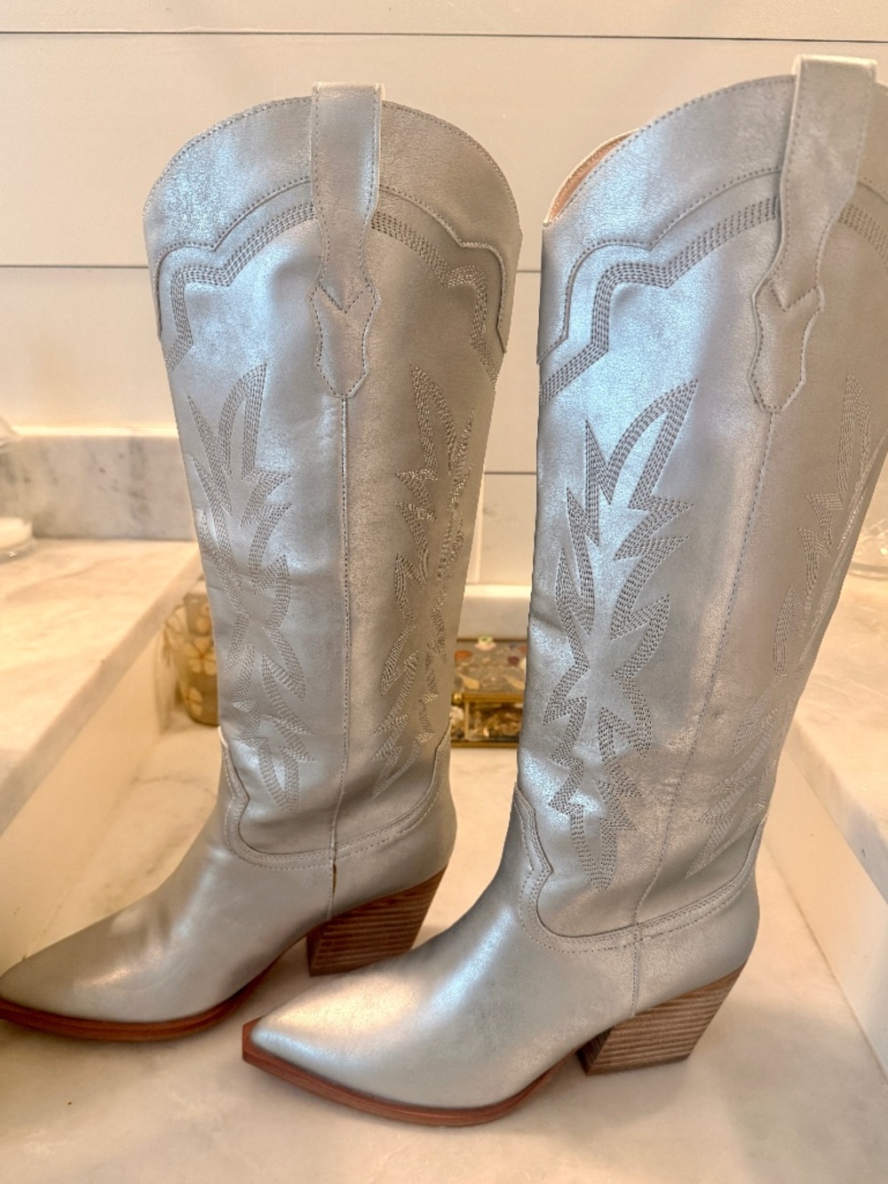 Never Worn Silver Boots
